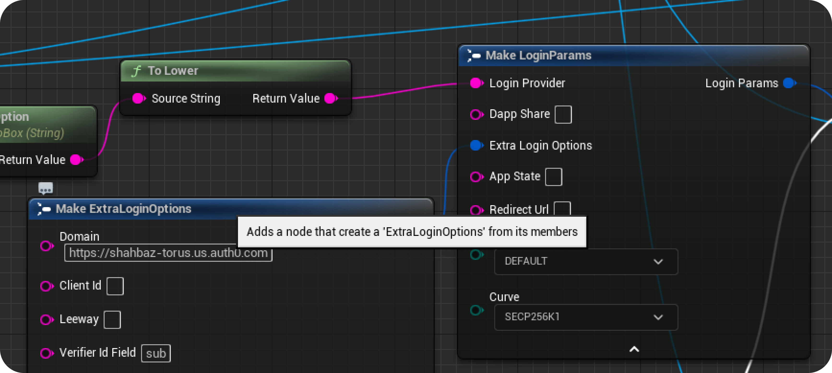 Unreal Blueprint Auth0 Extralogin option